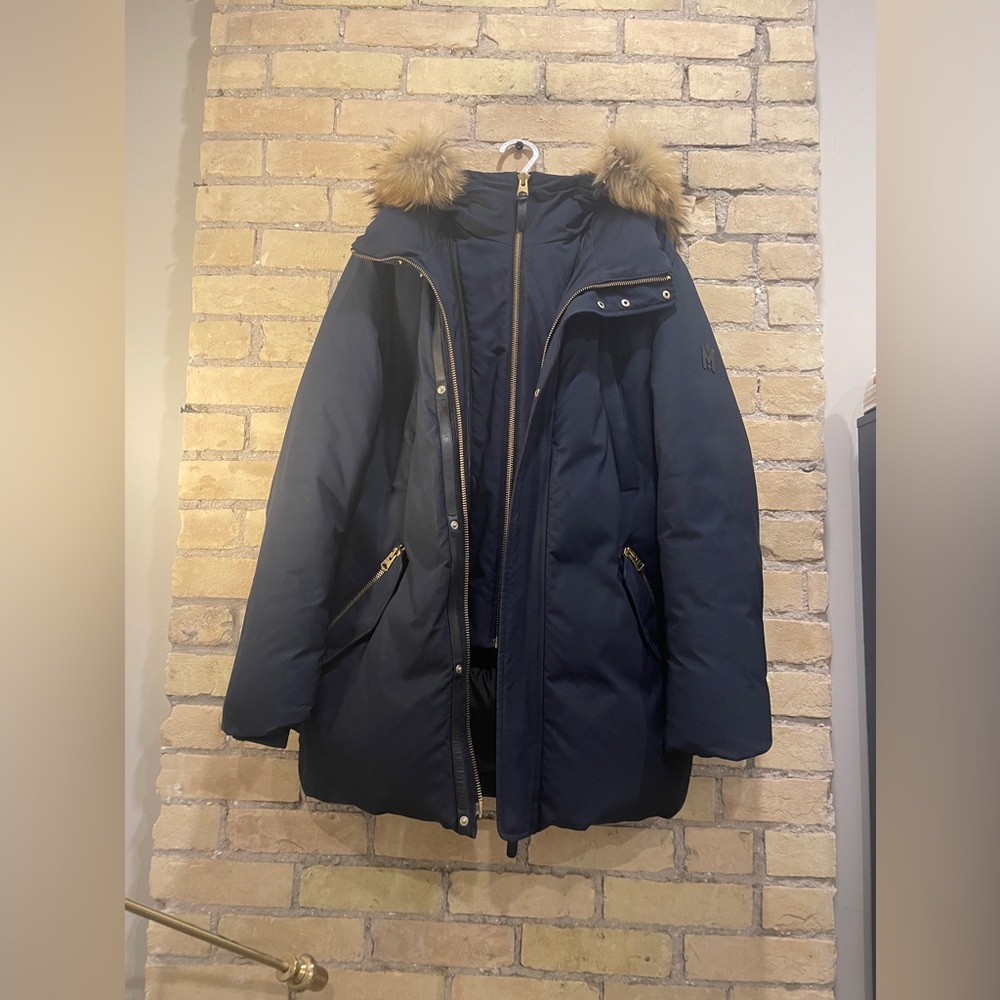 *S*O*L*D* Mackage Edward 2-in-1 down parka with hooded bib and natural fur